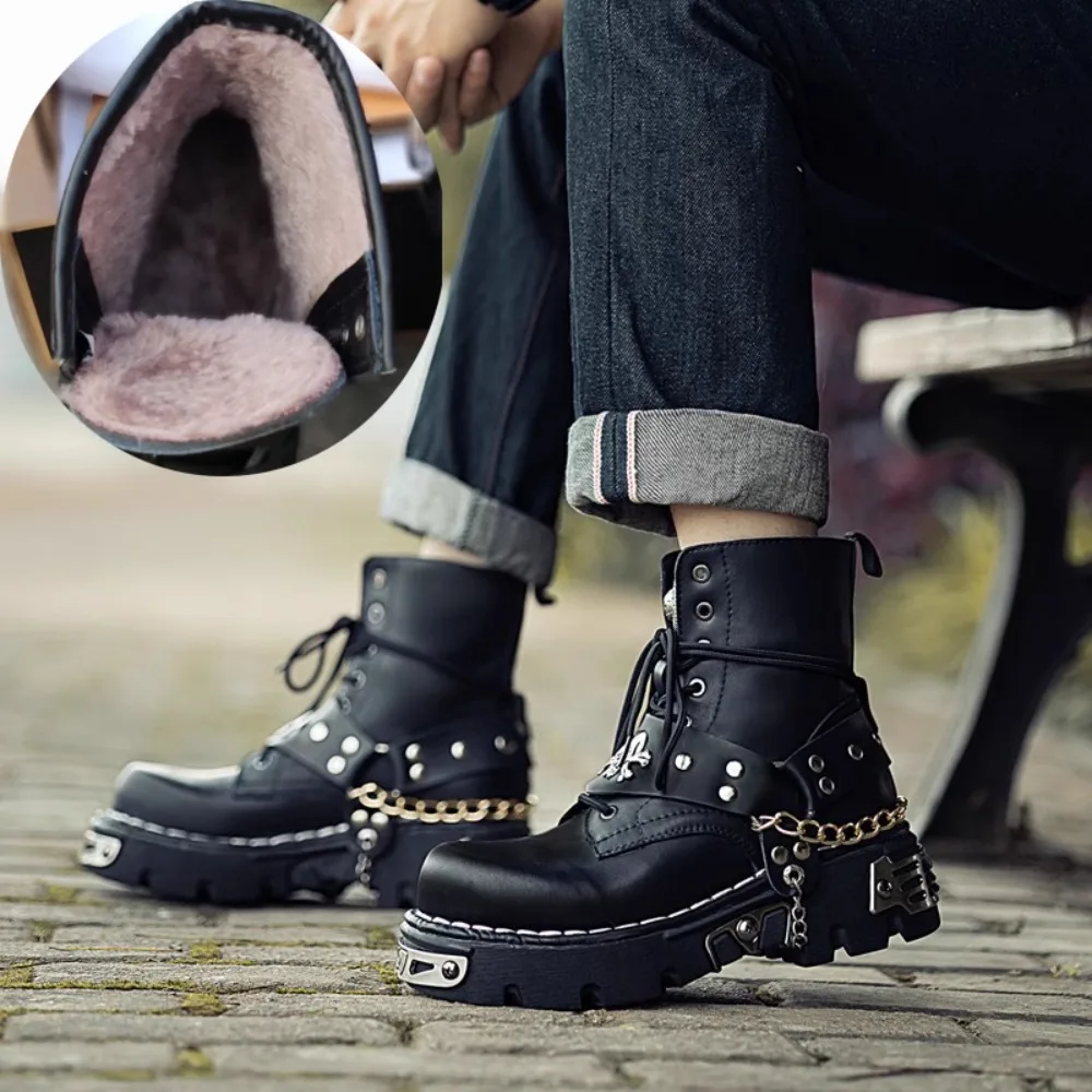 Motorcycle Chain - Męskie buty motocyklowe ze skóry naturalnej,
