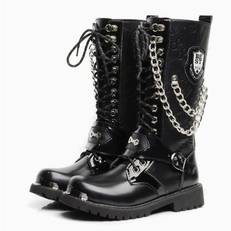Steel Chain - Męskie buty motocyklowe do połowy łydki,