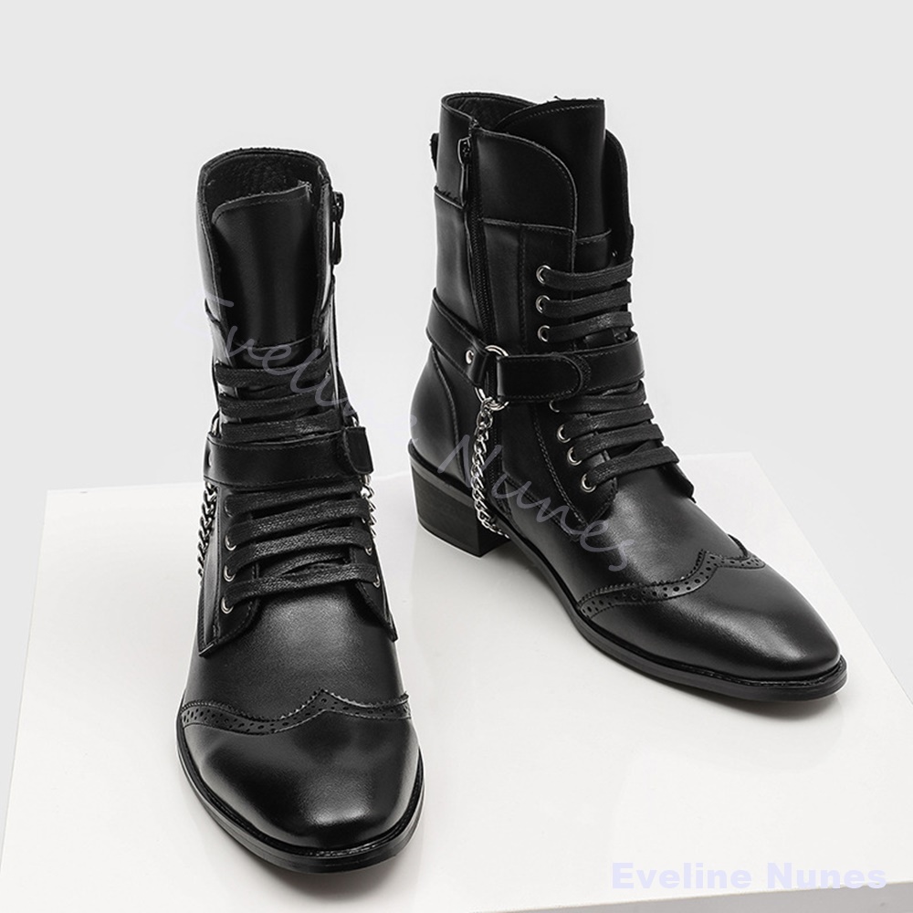 Punkowe metalowe buty z łańcuc – Motorcycle Chain recenzja i cena